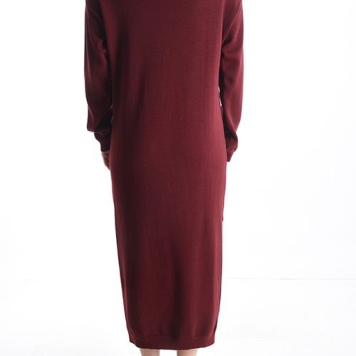 Langarm Rollkragenkleid mit Schlitz