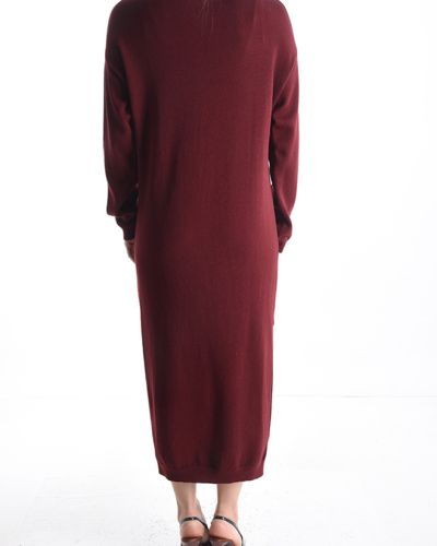 Langarm Rollkragenkleid mit Schlitz