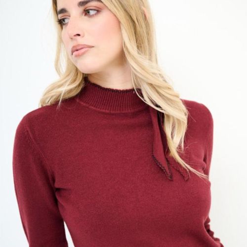 Langarm Rollkragenshirt mit Knoten-Detail