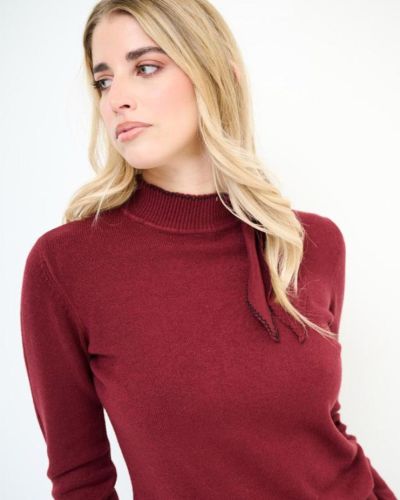 Langarm Rollkragenshirt mit Knoten-Detail