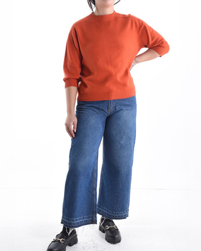 Pullover mit Rundhalsausschnitt und 3/4-Ärmeln