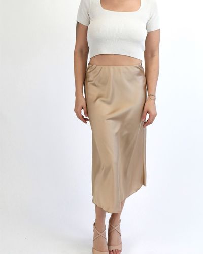 Satin-Midirock mit Elastikbund