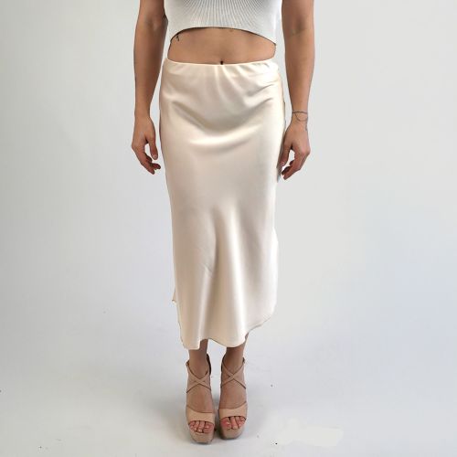 Satin-Midirock mit Elastikbund