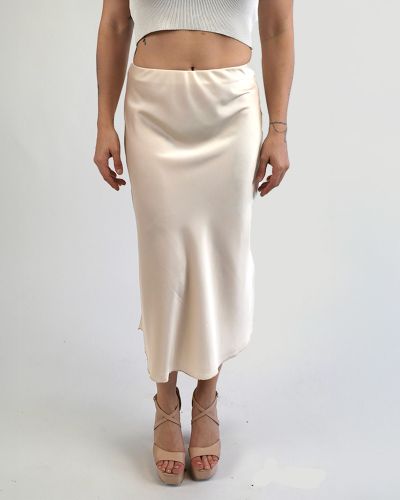 Satin-Midirock mit Elastikbund