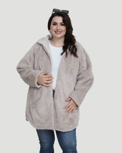 Plussize Wendeparka mit Teddyfell und Kapuze