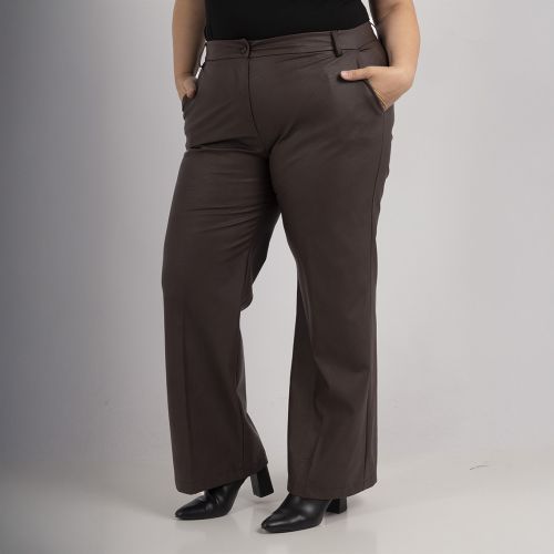 Plussize Kunstlederhose im Wide-Leg-Schnitt