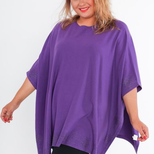 Plussize Poncho mit Strass-Verzierung