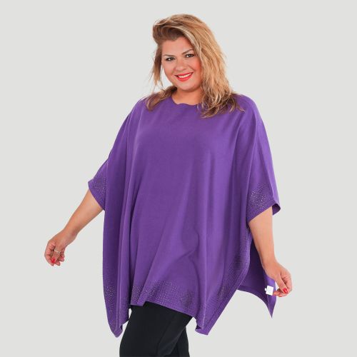 Plussize Poncho mit Strass-Verzierung