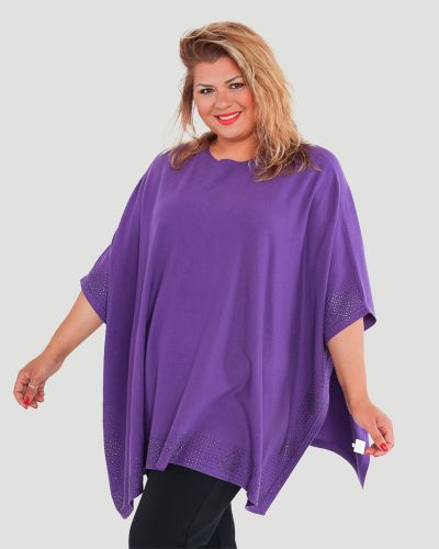 Plussize Poncho mit Strass-Verzierung