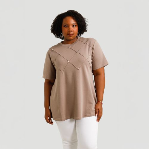 Plussize T-Shirt mit Perlen-Details