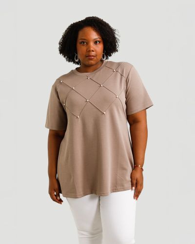 Plussize T-Shirt mit Perlen-Details